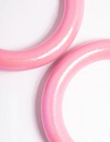 Pink Shinny Hoop Earrings