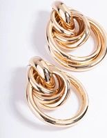 Gold Large Door Knocker Drop Earrings