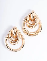 Gold Large Door Knocker Drop Earrings