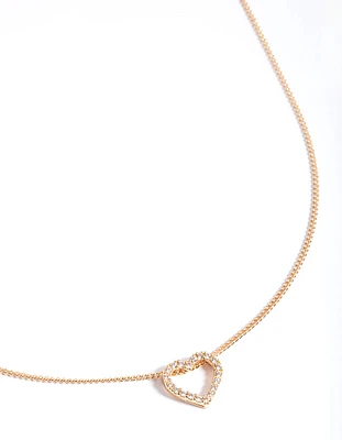 Diamond Simulants Open Heart Necklace