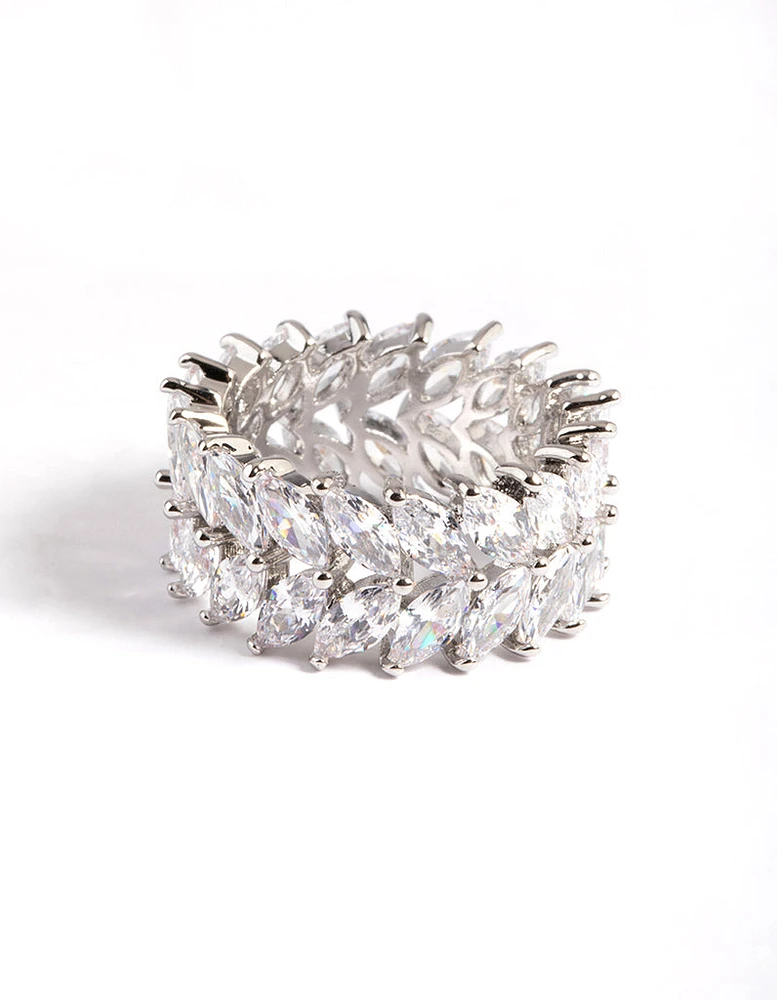 Diamantemond Simulant s Silver Marquise Statement Ring