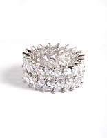 Diamantemond Simulant s Silver Marquise Statement Ring