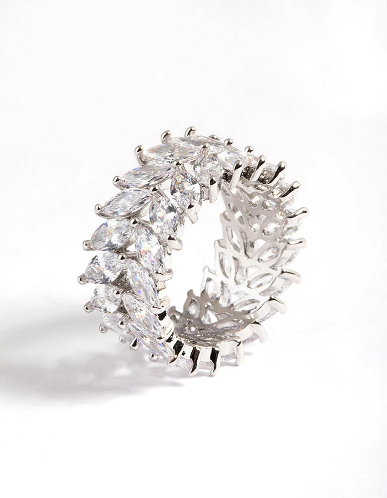 Diamantemond Simulant s Silver Marquise Statement Ring