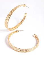 Gold Multi Diamante Cut Hoop Earrings