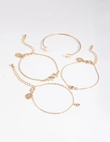 Gold Diamante Butterfly Twist Bracelet 4-Pack