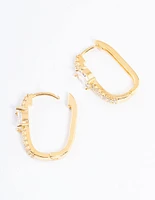 Gold Plated Cubic Zirconia Huggie Earrings