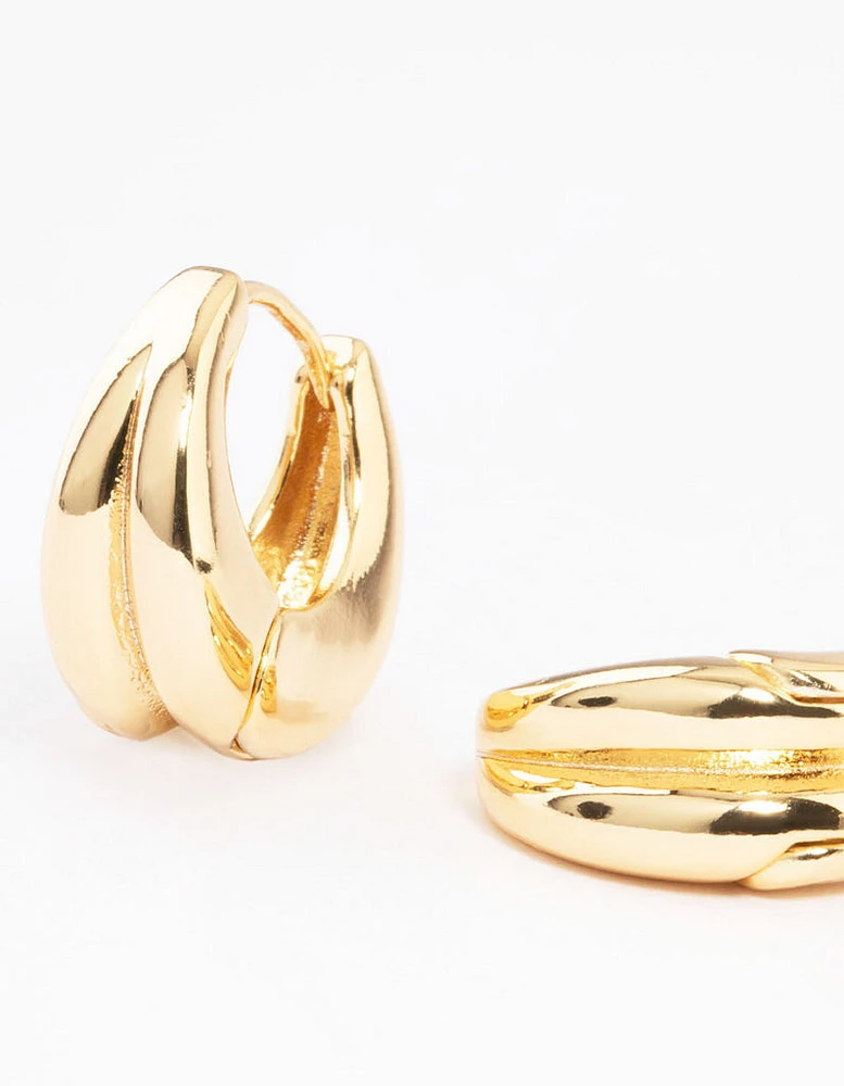 Gold Plated Double Hoop Huggie Earrings