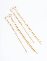 Gold Plated Diamante Front & Back Sandwich Earrings