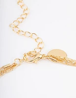 Gold Plated Fine Three Layer Bead Disc Necklace