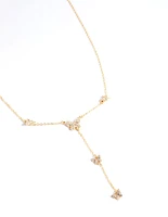 Gold Plated Diamante Butterfly Necklace