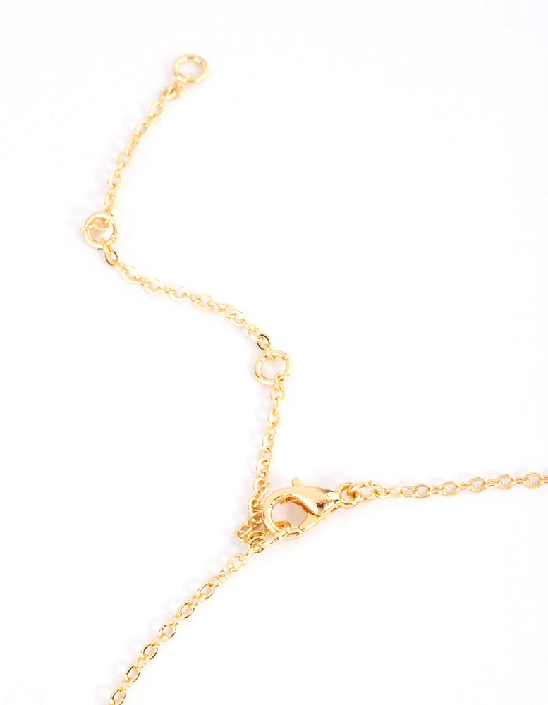 Gold Plated Diamante Butterfly Necklace