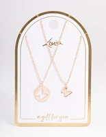 Rose Gold Butterfly Cut Out Necklace Pack