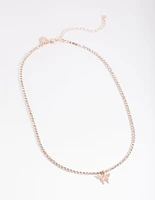 Rose Gold Cupchain Diamante Butterfly Necklace