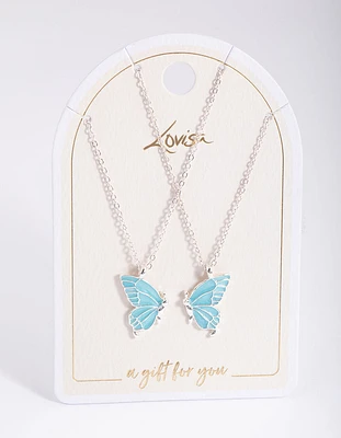 Silver Best Friend Butterfly Necklace Pack