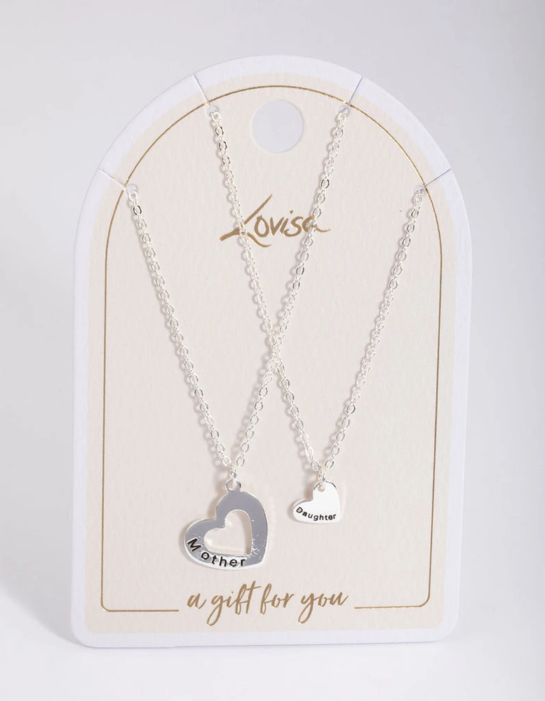 Silver Open Heart Necklace Pack