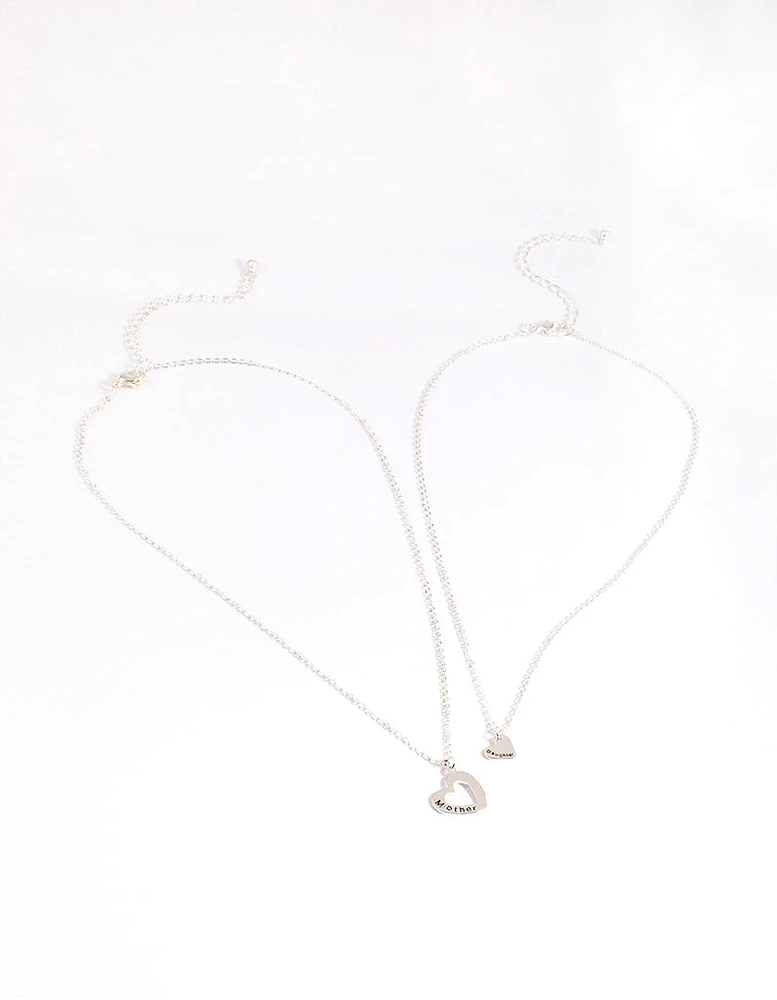 Silver Open Heart Necklace Pack