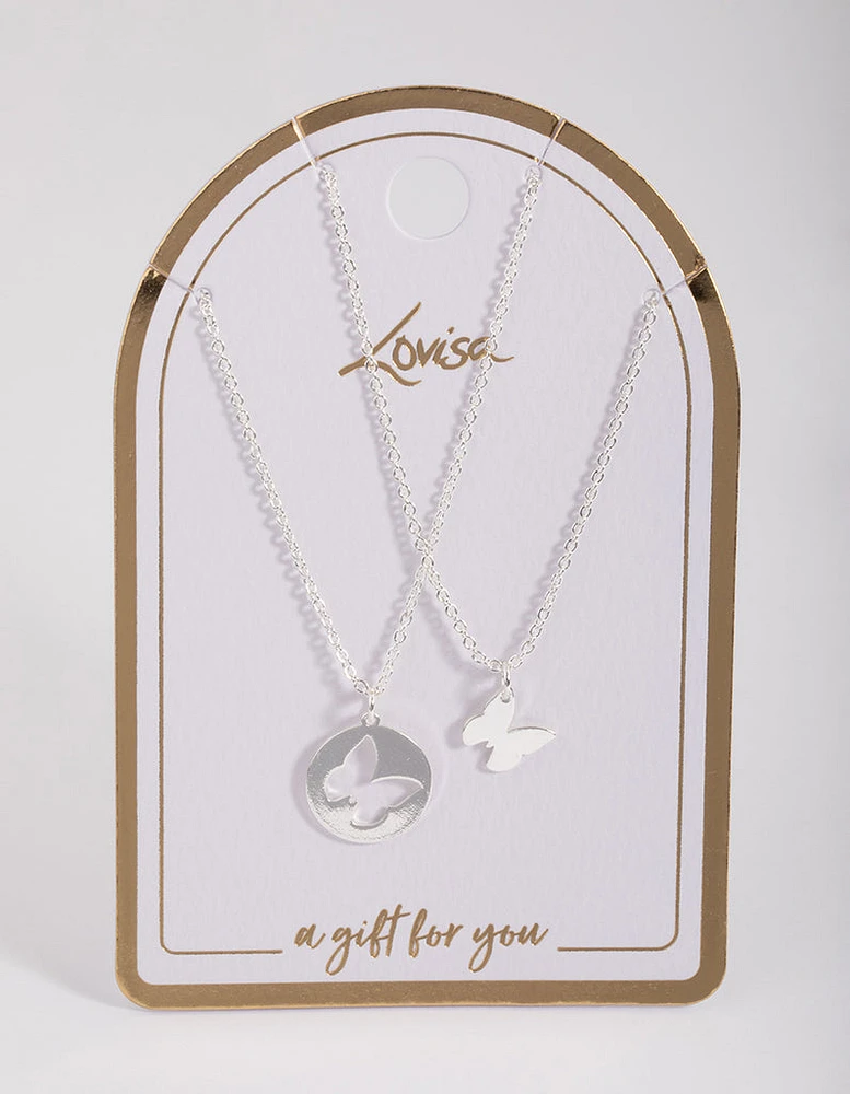 Silver Butterfly Cut Out Necklace Pack