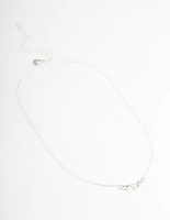 Silver Diamante Curve Bar Necklace