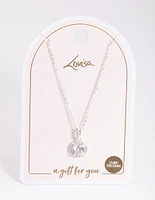 Silver Pretty Diamante Pendant Necklace