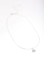 Silver Pretty Diamante Pendant Necklace