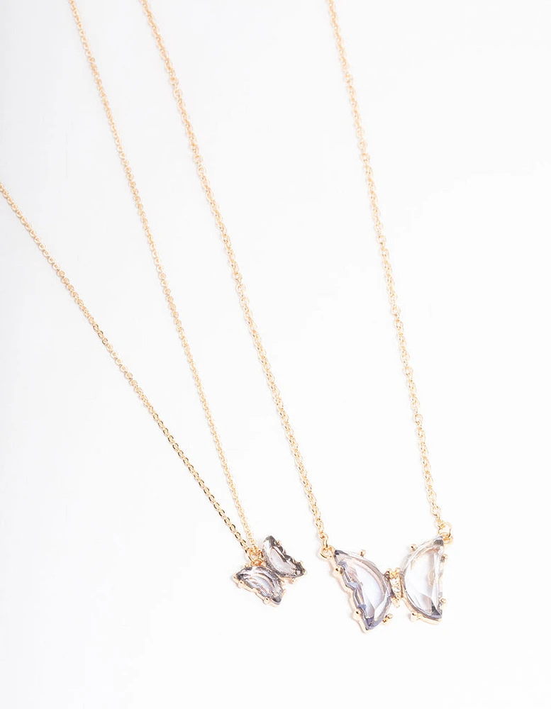 Gold Statement Diamante Butterfly Necklace