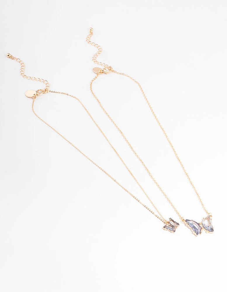 Gold Statement Diamante Butterfly Necklace