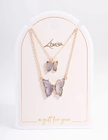 Gold Statement Diamante Butterfly Necklace