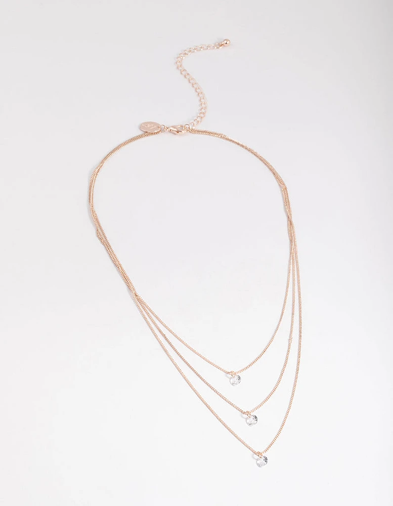 Gold Classic Diamante Layered Chain