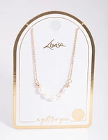 Gold Five Freshwater Pearl Simple Necklace