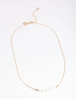 Gold Five Freshwater Pearl Simple Necklace