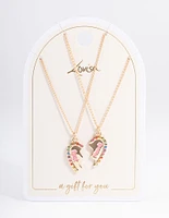 Gold Best Friend Diamante Heart Necklace Pack