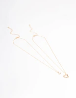 Gold Open Heart Necklace Pack