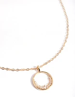 Gold Open Semi Diamante Circle Necklace