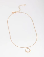 Gold Open Semi Diamante Circle Necklace