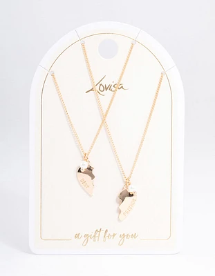 Gold Best Friend Pearl Heart Necklace Pack