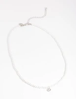 Rhodium Classic Pearl & Diamante Necklace