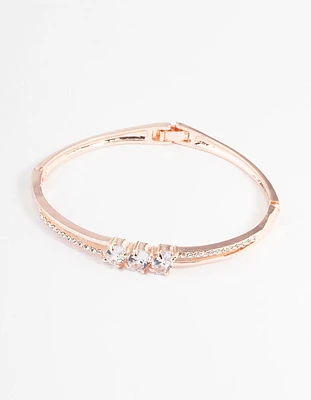 Rose Gold Oval Stone Diamante Bracelet