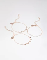 Rose Gold Disc, Pearl & Heart Bracelet Pack