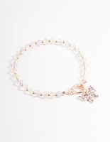 Rose Gold Bead Diamante Bracelet