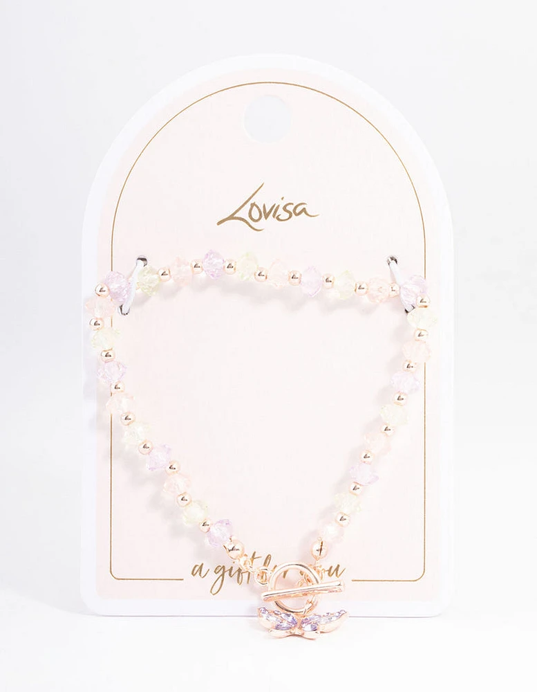 Rose Gold Bead Diamante Bracelet