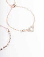 Rose Gold Cupchain Diamante Heart Bracelet Pack