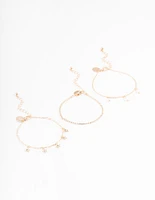 Gold Dainty Pearl & Star Bracelet Pack