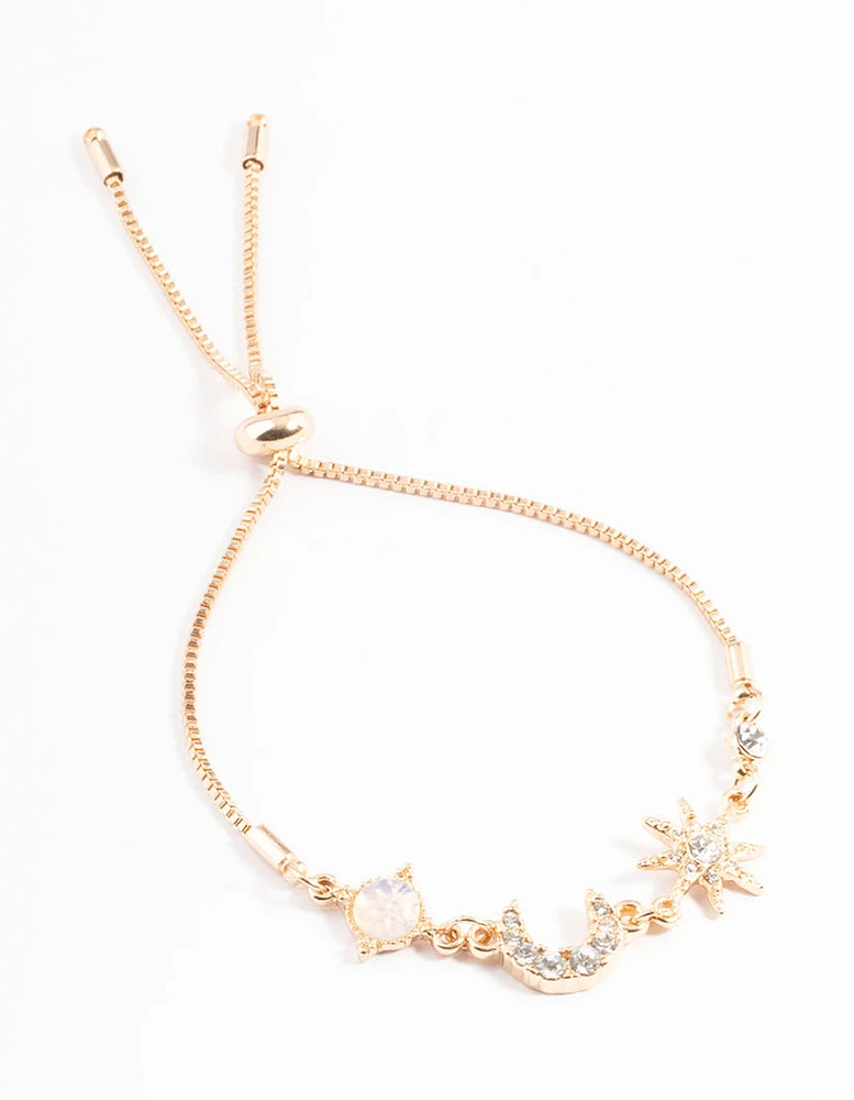 Gold Pretty Diamante Celestial Bracelet