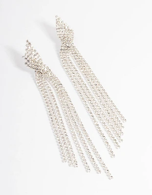 Silver Statement Strand Twist Drop Earrings