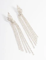 Rhodium Statement Strand Twist Drop Earrings