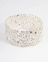 Silver Embellished Stone Stretch Bracelet