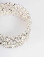 Silver Embellished Stone Stretch Bracelet