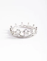 Silver Cubic Zirconia Crown Ring