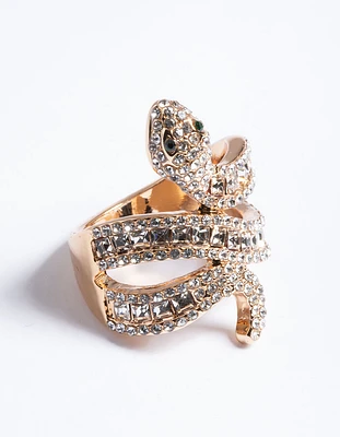 Gold Baguette Snake Ring