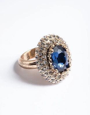 Antique Vintage Blue Cocktail Ring